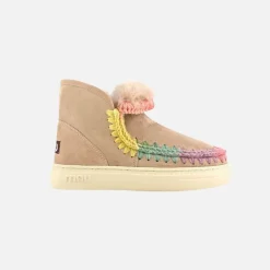 Mou Eskimo Sneaker Bold Rainbow Stitching Camel