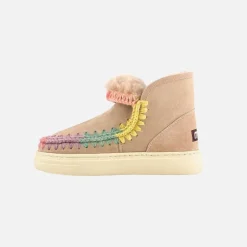 Mou Eskimo Sneaker Bold Rainbow Stitching Camel
